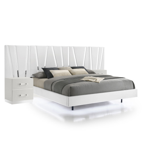 Europa - 6/0 California King Bed With 2 Nightstands & Panels - White