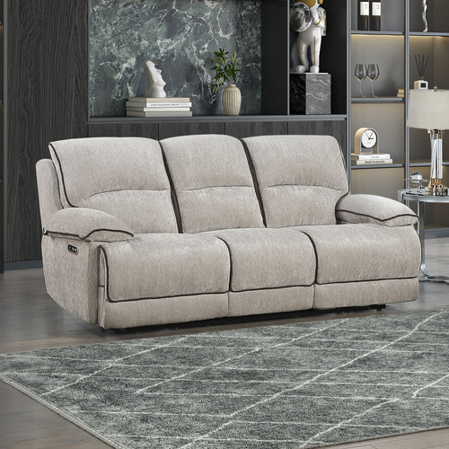 Camden - Dual Reclining Sofa With Power Headrest & Footrest - Beige / Brown