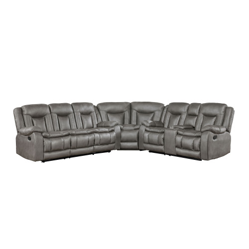Morello - 3 Piece Manual Sofa/Loveseat/Wedge - Gray