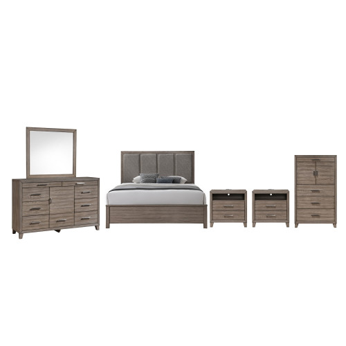 Harrisburg - 6/0 Western King 6 Piece Bedroom Set (Bed, Dresser, Mirror, Chest, 2 Nightstands) - Dark Gray