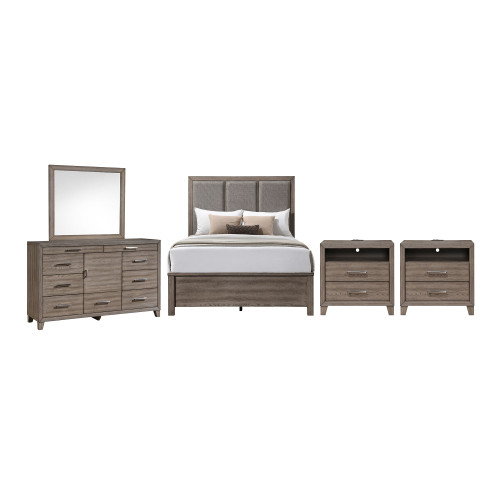 Harrisburg - 5/0 Queen 5 Piece Bedroom Set (Bed, Dresser, Mirror, 2 Nightstands) - Dark Gray
