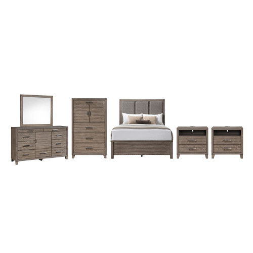 Harrisburg - 5/0 Queen 6 Piece Bedroom Set (Bed, Dresser, Mirror, Chest, 2 Nightstands) - Dark Gray