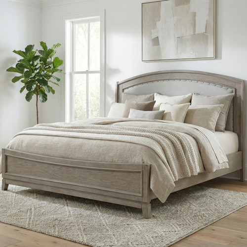 Avalon - King Upholstered Bed - Burnished Beige