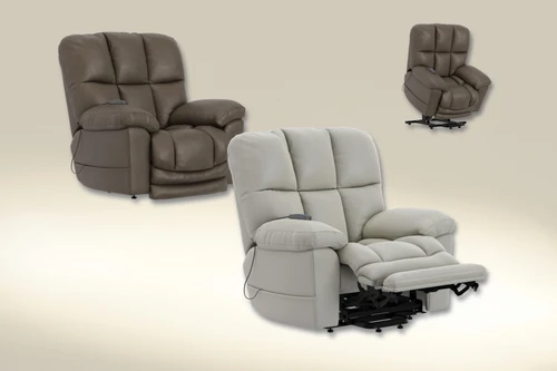 Rivers - Power Lift Lay Flat Recliner With Dual Motor & Extended Ottoman - Pebble