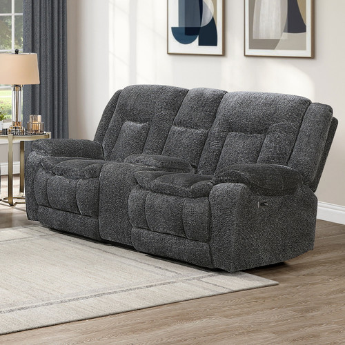 Stanwick - Reclining Console Loveseat With Power Footrest - Gray