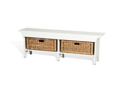 Manor House - Short Bench - White / Light Brown