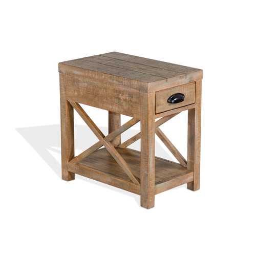 Durango - Chairside Table With Planked Top - Weathered Brown