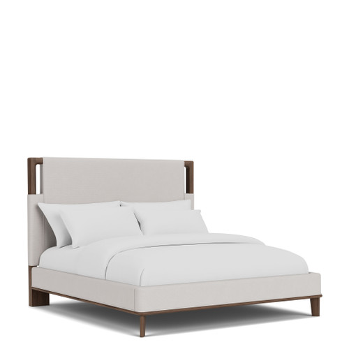 Delia - Queen / King Upholstered Rails - Nouveau Walnut / Beige