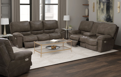 Reznor - Power Console Loveseat With Auto-Glide - Taupe