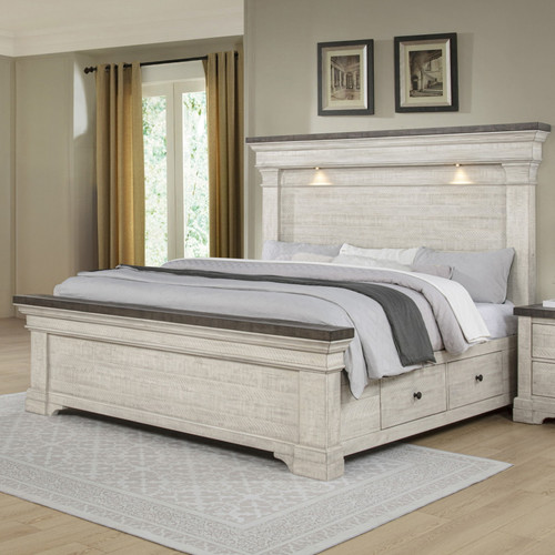 Augusta - 6/0 California King Storage Side Rails - Rustic White
