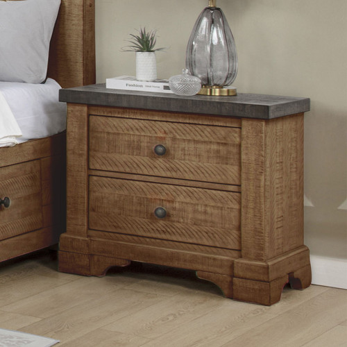Augusta - Two Drawer Nightstand With USB Port - Rustic Brown