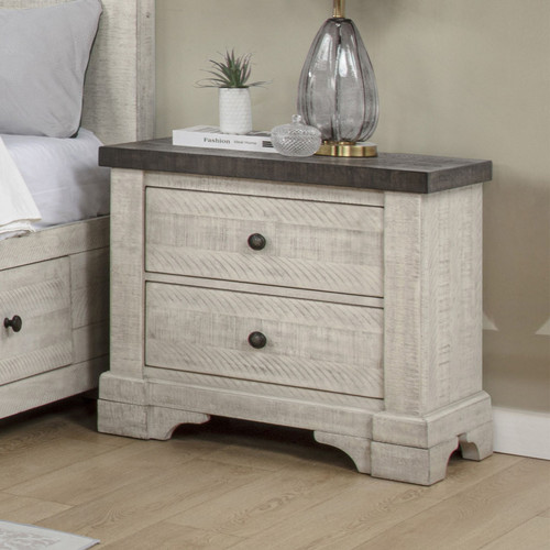Augusta - Two Drawer Nightstand With USB Port - Rustic White