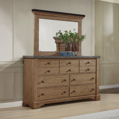 Augusta - Dresser & Mirror - Rustic Brown
