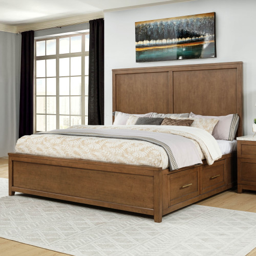 Devonshire - 6/6 Eastern King Platform Storage Bed Only - Brown