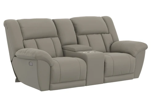 Sentinel - Power Lay Flat Reclining Console Loveseat With Extended Ottoman - Smoke