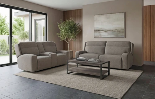 Caleb - Power Headrest Power Recl Console Loveseat With Zero Gravity - Taupe