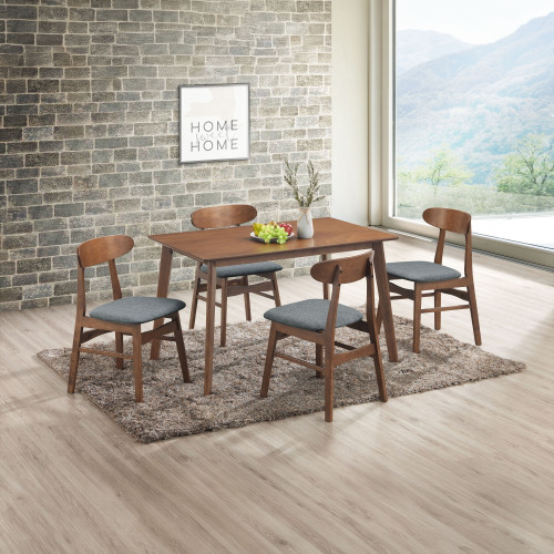 Morocco - 7 Piece Dining Room Set (Dining Table. 6 Chairs) - Walnut Brown / Dark Gray