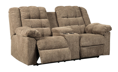 Workhorse Cocoa Double Reclining Loveseat W/Console