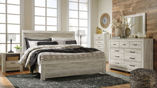 Bellaby Whitewash 5 Pc. Dresser, Mirror, King Panel Bed