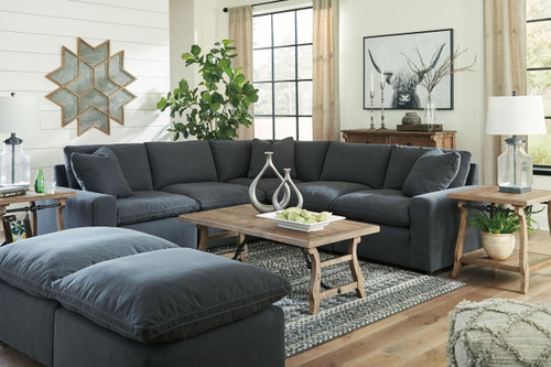 Savesto Charcoal 7 Pc. Left Arm Facing Corner Chair 5 Pc Sectional, Ottoman