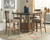 Flaybern Light Brown 5 Pc. Counter Extension Table, 4 Barstools