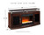 Chanceen Dark Brown 2 Pc. 60" TV Stand With Faux Firebrick Fireplace Insert