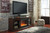 Chanceen Dark Brown 2 Pc. 60" TV Stand With Faux Firebrick Fireplace Insert