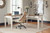 Realyn White / Brown 3 Pc. L Shaped Desk With Lift Top, Swivel Desk Chair