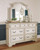 Realyn Two-tone 5 Pc. Dresser, Mirror, King Upholstered Bed