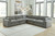 Elyza Smoke Left Arm Facing Corner Chair 5 Pc Sectional