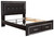 Kaydell Black Queen Upholstered Panel Bed With 2 Storage Drawers, Roll Slats