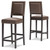 Benmara Brown / Dark Brown Tall Upholstered Barstool (Set of 2)
