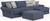 Cape May - 2 Piece Sofa Chaise With Comfort Coil Seating, 41" Cocktail Ottoman And 5 Accent Pillows Included (RSF Chaise) - Denim
