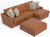 Minori - Italian Leather 2 Piece Sofa / Chaise With RSF Chaise And Cocktail Ottoman - Whiskey