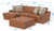 Minori - Italian Leather 2 Piece Sofa / Chaise With LSF Chaise And Cocktail Ottoman - Whiskey