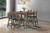 Oscar - Counter Wood Table - Walnut With 4 Teal Cushion Chairs - Brown / Blue