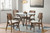 Oscar - Round Glass Dining Table With 4 Cushion Chairs - Brown / Natural