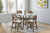 Oscar - Round Glass Counter Table With 4 Cushion Chairs - Brown / Natural