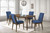 Maggie - Dining Table With 4 Blue Chairs - Dark Brown