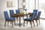 Maggie - Dining Table With 6 Blue Chairs - Dark Brown