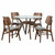 Oscar - Round Glass Dining Table With 4 Cushion Chairs - Gray
