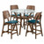 Oscar - Round Glass Counter Table With 4 Cushion Chairs - Dark Brown
