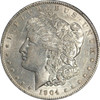 1904-P Morgan Silver $1, AU Details, Lightly Cleaned, Couple of Rim Ticks on Rev