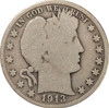 1913-P Barber Silver Half Dollar, Solid Good with Full Rims, Original Patina