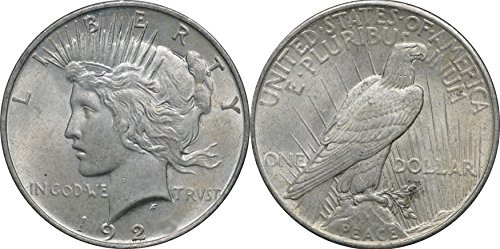 1922 - 1925 US Silver Peace Dollar, $1, BU Brilliant Uncirculated 1922 - 1925 US Silver Peace Dollar, $1, BU Brilliant Uncirculated