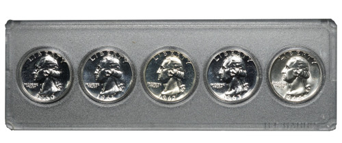 1960 , 1961, 1962, 1963 & 1964 Proof Silver Washington Quarters, 5 Coins in Plastic Case 1960 , 1961, 1962, 1963 & 1964 Proof Silver Washington Quarters, 5 Coins in Plastic Case