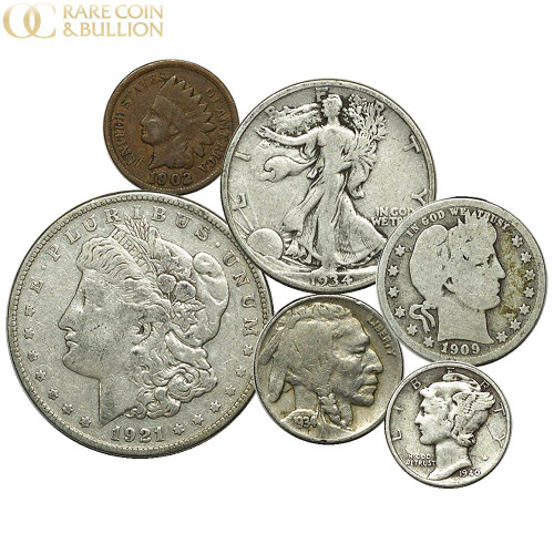 1878-1945 U.S. Silver Coin Lot, Indian Head Cent - Morgan Silver Dollar, 6 Coin Lot 1878-1945 U.S. Silver Coin Lot, Indian Head Cent - Morgan Silver Dollar, 6 Coin Lot