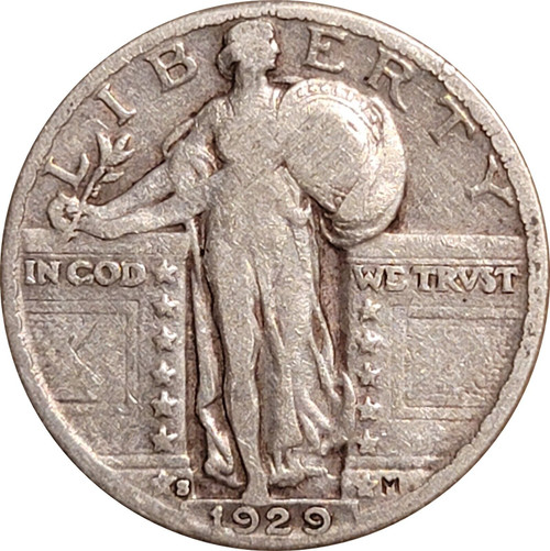1929-S Standing Liberty Silver Quarter, Eye Appealing Fine to Very Fine, F to VF 1929-S Standing Liberty Silver Quarter, Eye Appealing Fine to Very Fine, F to VF