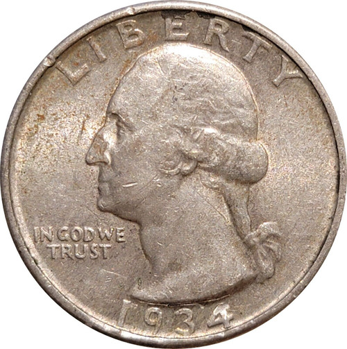 1934-P Washington Silver Quarter, Lustrous AU, Almost Uncirculated 1934-P Washington Silver Quarter, Lustrous AU, Almost Uncirculated