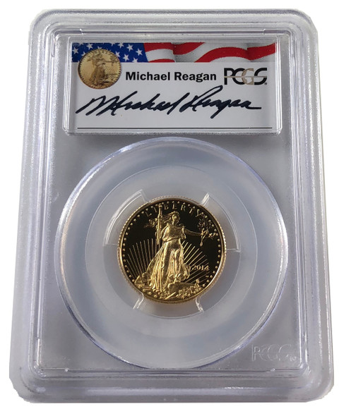2014 W American Gold Eagle 1/4 oz, Reagan Legacy Series, Michael Reagan Signed, $10 PR70DCAM PCGS